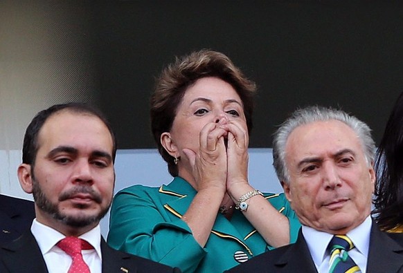 Die brasilianische Präsidentin beim 3:1-Sieg der Seleção gegen Kroatien. 