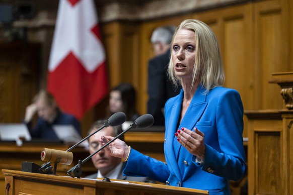 Lilian Studer, EVP-AG, spricht an der ausserordentlichen Session der Eidgenoessischen Raete, am Dienstag, 11. April 2023 im Nationalrat in Bern. Die ausserordentliche Session wurde einberufen, um uebe ...