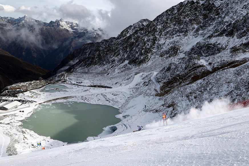 epa10947137 Alexander Steen Olsen of Norway in action during the first run of the Men&#039;s Giant Slalom race of the FIS Alpine Ski World Cup season opener on the Rettenbach glacier in Soelden, Austr ...