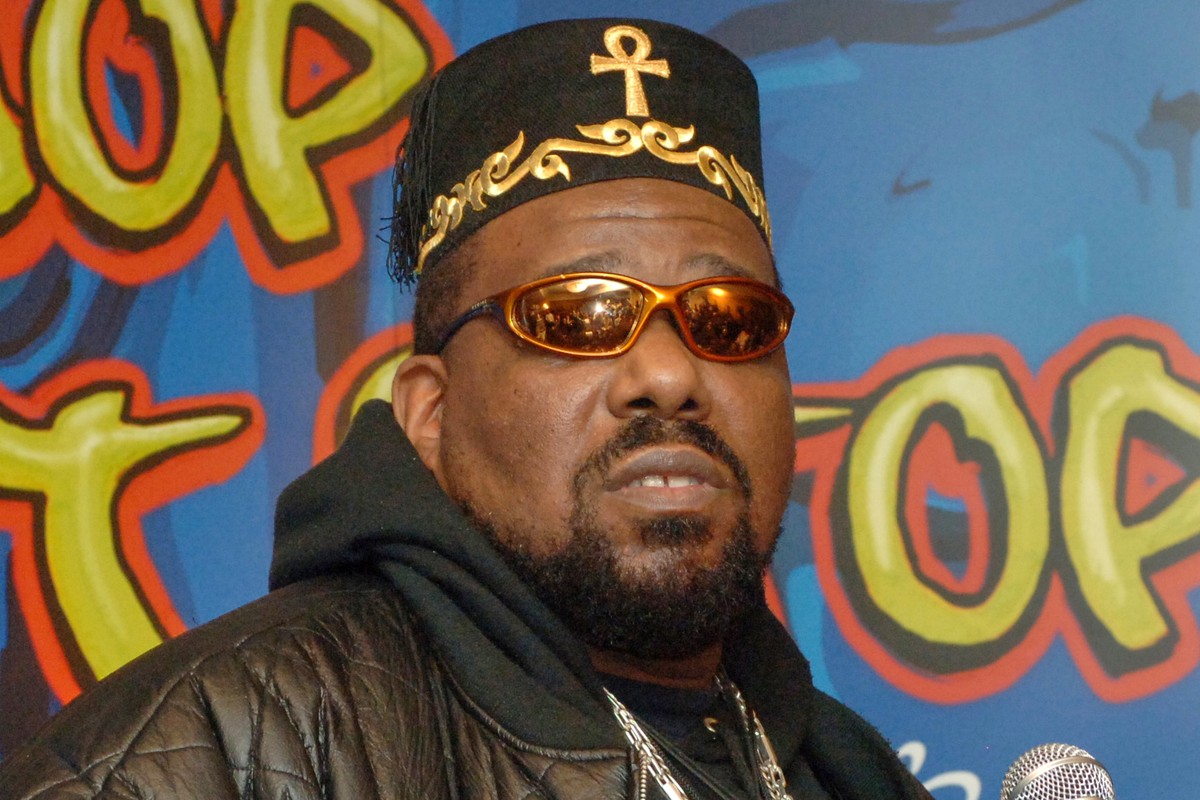 FILE - Hip hop DJ pioneer Afrika Bambaataa speaks at a news conference in New York on Feb. 28, 2006. (AP Photo/Henny Ray Abrams, File)
Afrika Bambaataa
