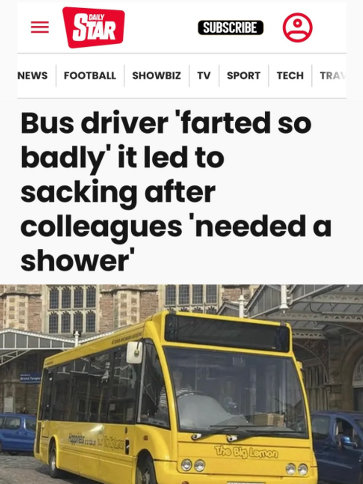 Lustige Fails: Schlagzeile der Woche mit furzendem Busfahrer