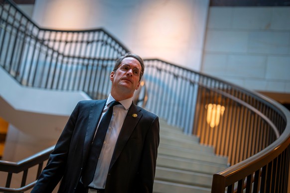 Rep. Jim Himes, D-Conn., the ranking member on the House Intelligence Committee, arrives for a closed-door briefing by Defense Secretary Pete Hegseth, Secretary of State Marco Rubio, and others on the ...