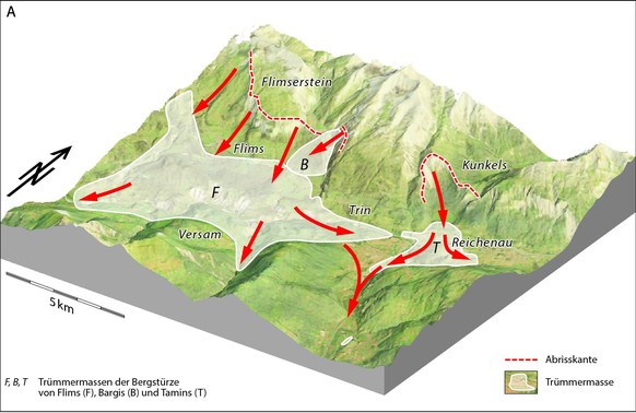 Bergsturz Flims Ruinaulta Rheinschlucht Schweiz der Rekorde