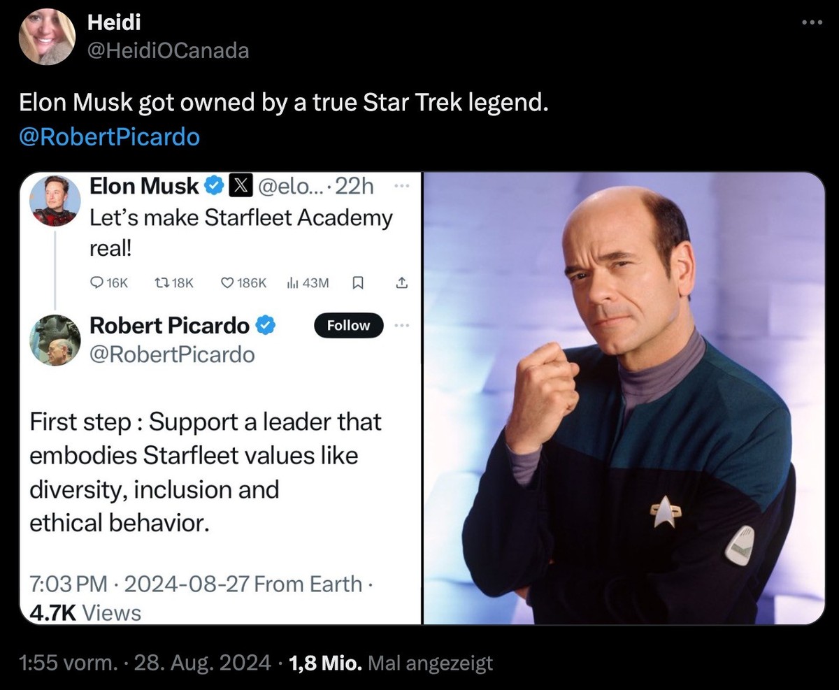 Tweet zu Elon Musk und Star Trek