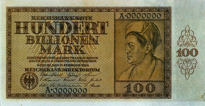 Massive Geldentwertung: Die deutsche Banknote mit dem höchsten je gedruckten Wert.&nbsp;