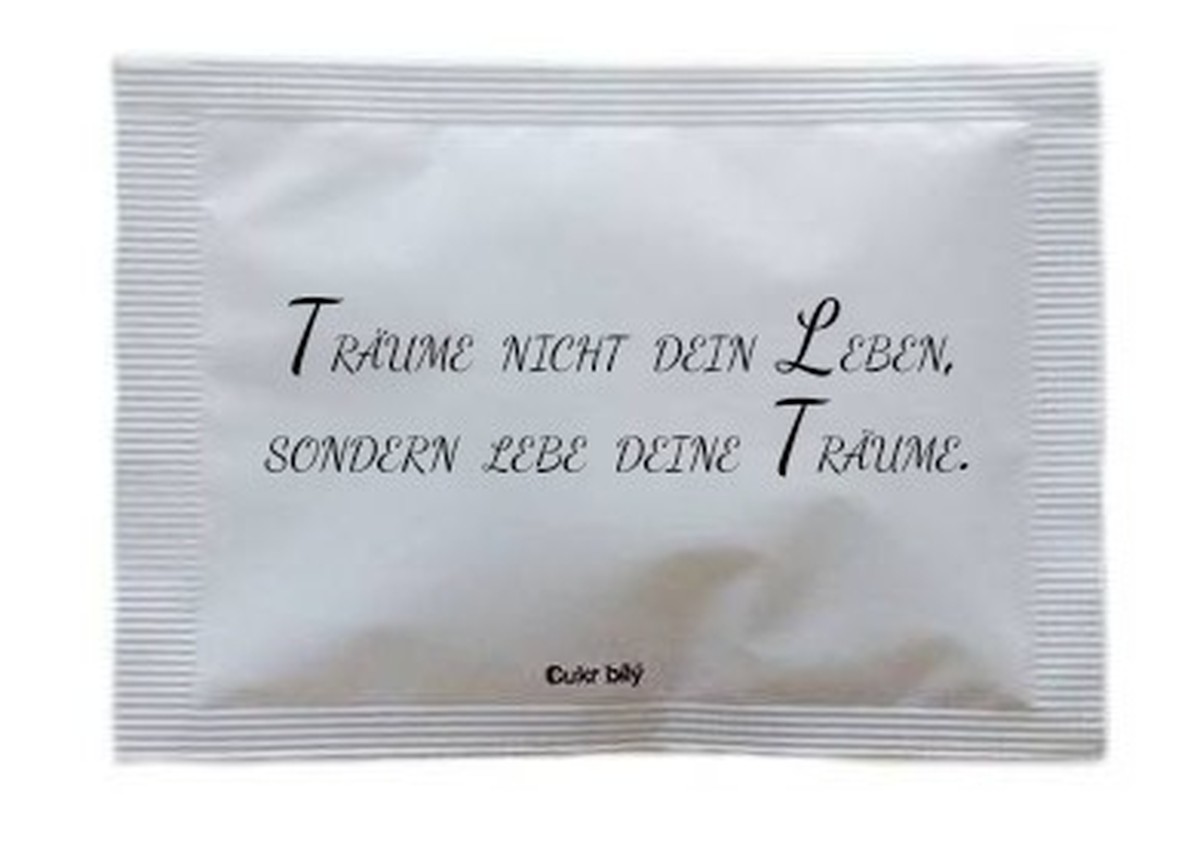 Zuckerbeutel mit Sinnspruch