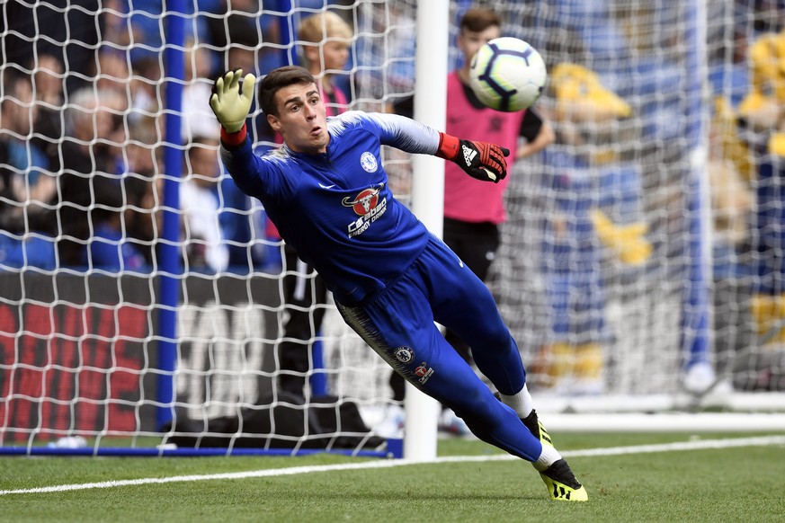 epa06956527 Chelsea&#039;s Kepa Arrizabalaga ahead of the English Premier League soccer match between Chelsea and Arsenal FC at Stamford Bridge in London, Britain, 18 August 2018. EPA/WILL OLIVER EDIT ...