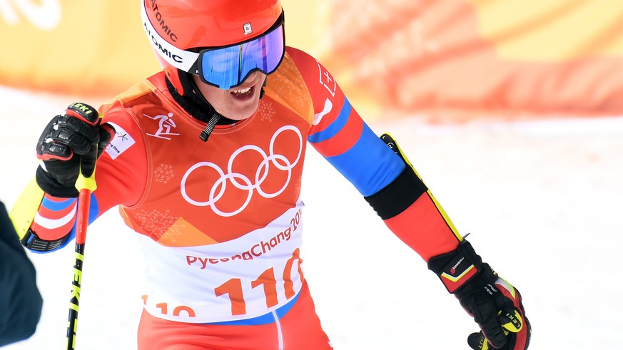 epa06538187 Song Il Kang of North Korea reacts after the Men&#039;s Giant Slalom first run at the Yongpyong Alpine Centre during the PyeongChang 2018 Olympic Games, South Korea, 18 February 2018. EPA/ ...