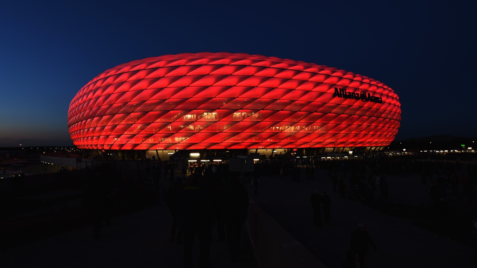 MUNICH, GERMANY - MARCH 11: A general view outside the stadium prior to the UEFA Champions League Round of 16 second leg match between FC Bayern Muenchen and FC Shakhtar Donetsk at Allianz Arena on Ma ...