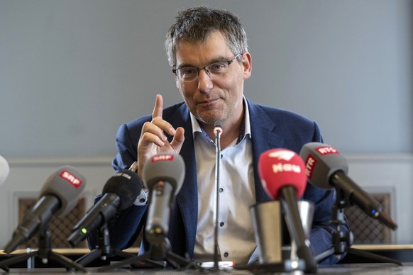 Roger Nordmann, Praesident der SP-Bundeshausfraktion und Nationalrat/VD, anlaesslich eines Point de Presse, zur Ankuendigung und Ruecktritt von Bundespraesident Alain Berset, am Mittwoch 21. Juni 2023 ...