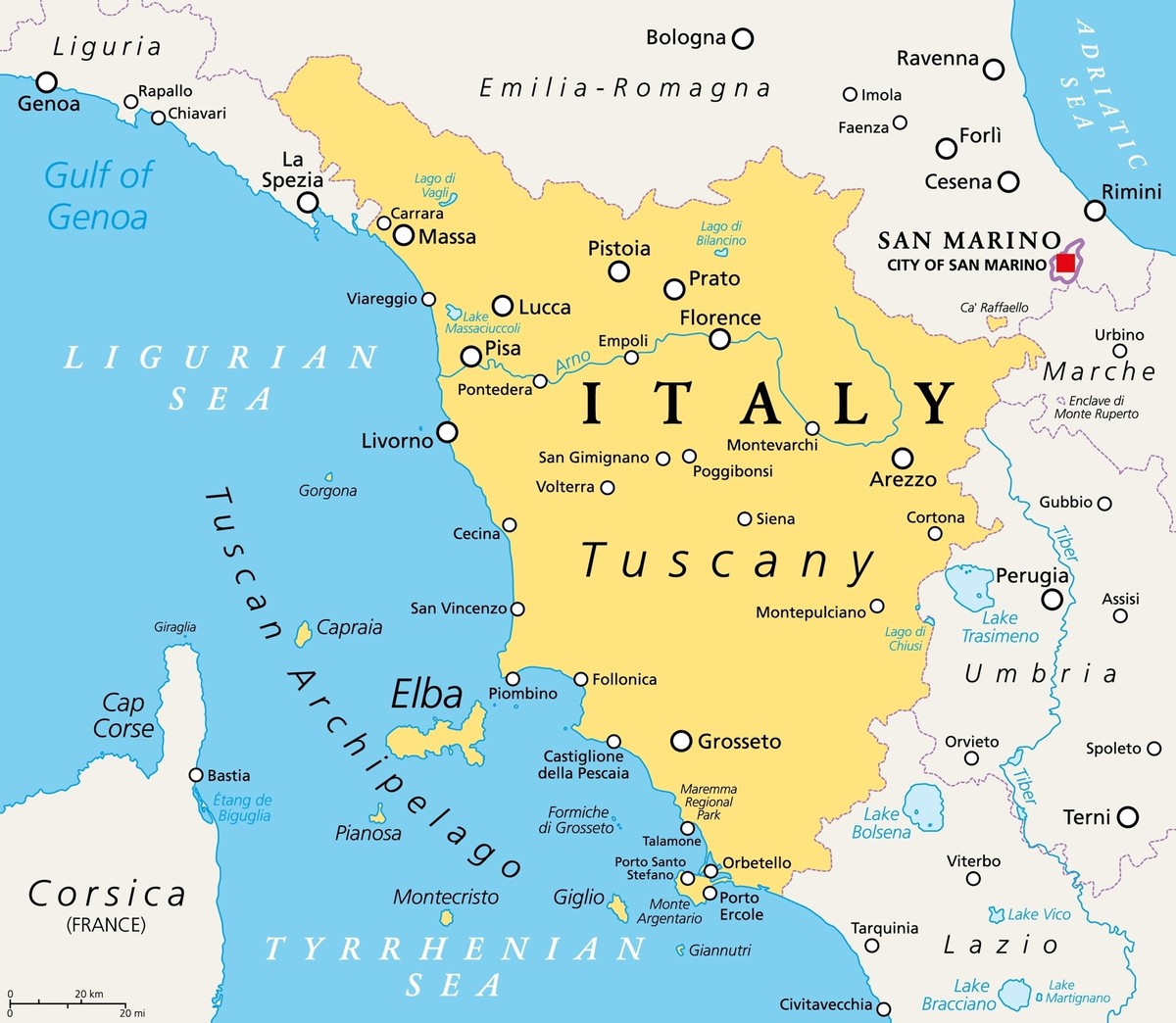Elba liegt rund 10 Kilometer vom italienischen Festland entfernt.