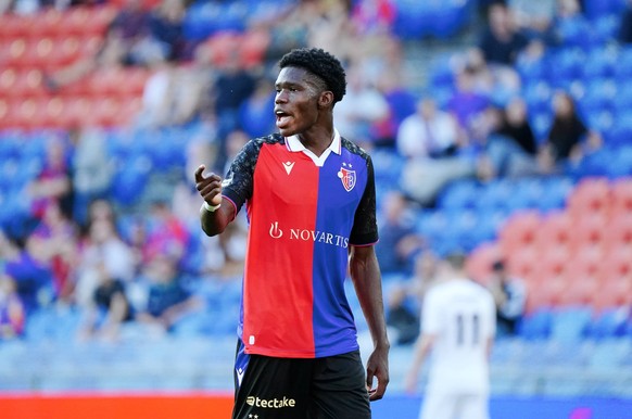 Foto Manuel Geisser 27.07.2023 St.Jakob Park Basel League ConferenzeHerren Saison 2027/2028 FC Basel - FK Tobol Kostanay 1:3 Bild : Thierno Barry FC Basel Aktion Einzelbild Gestik *** Photo Manuel Gei ...