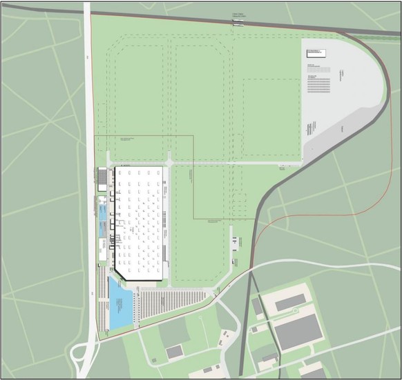 The first part of the Tesla Gigafactory has now been completed (bottom left).  A maximum of three expansion phases will follow later.