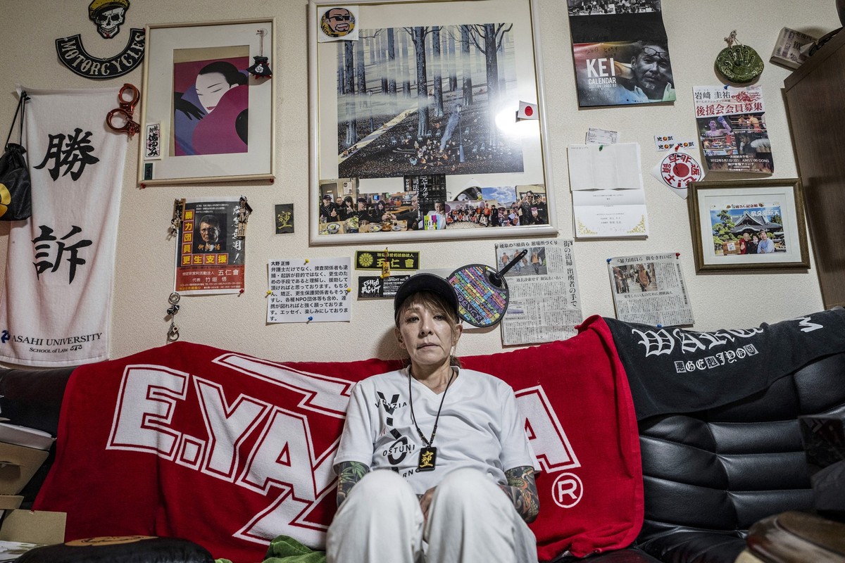 In this photograph taken on September 28, 2025, retired yakuza Mako Nishimura poses during an interview with AFP at her residence in Gifu. The multi-billion-dollar yakuza organised crime network has l ...