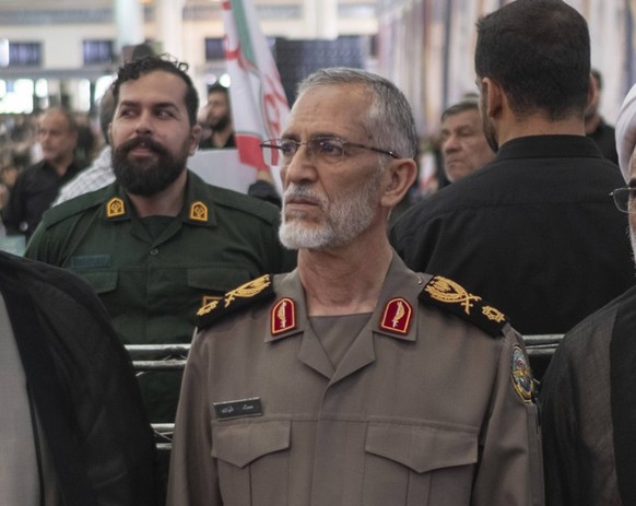 IRGC Generals And The President In Tehran Brigadier General Mohammad Shirazi, Head of the Office of the Commander-in-Chief of the Iranian Armed Forces in Military Affairs, attends a memorial ceremony  ...