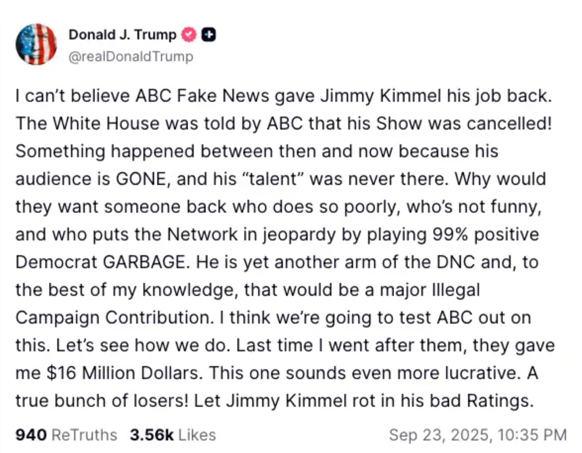 Donald Trump s'est fendu d'un message très direct sur son réseau social.