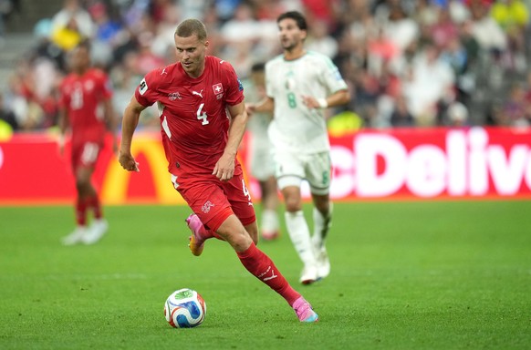 epa13082291 Nico Elvedi of Switzerland in action during the FIFA World Cup 2026 Round of 32 match Switzerland against Algeria, in Vancouver, Canada, 02 July 2026. EPA/BOB FRID