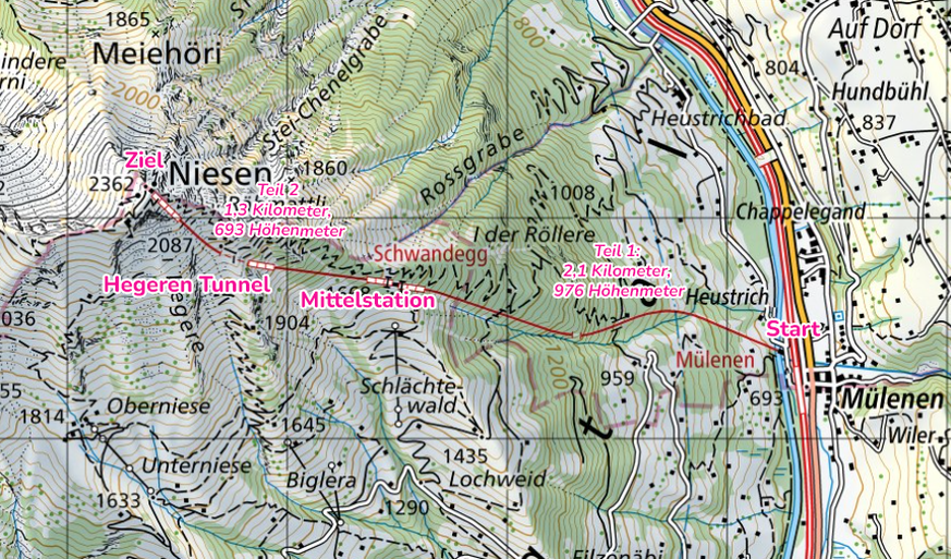 Niesen-Treppenlauf Strecke