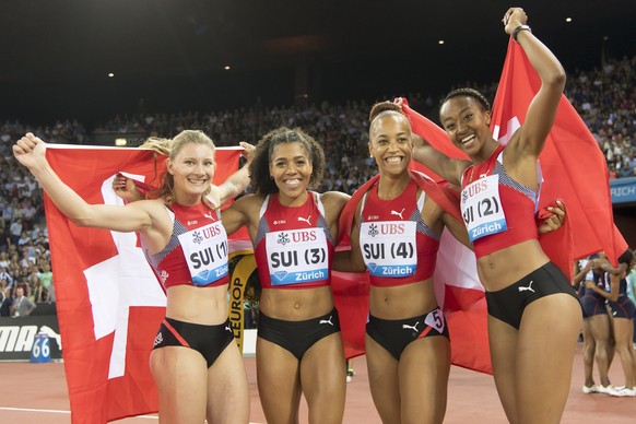 ARCHIVBILD ZUM SDA-TEXT ZU DEN DIESJAEHRIGEN NOMINATIONEN DER SPORTS AWARDS, AM MITTWOCH, 11. NOVEMBER 2020 - Ajla Del Ponte, Mujinga Kambundji, Salome Kora and Sarah Atcho from Switzerland, from left ...