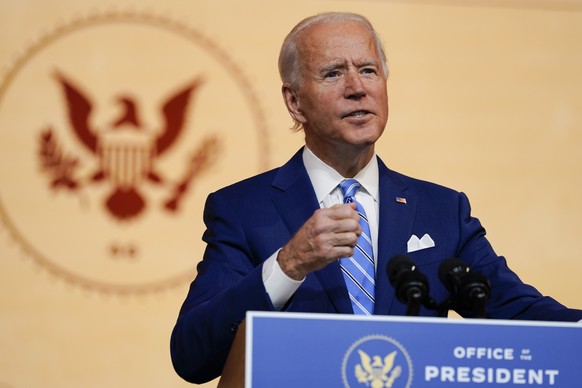 President-elect Joe Biden speaks at The Queen theater Wednesday, Nov. 25, 2020, in Wilmington, Del. (AP Photo/Carolyn Kaster)
Joe Biden