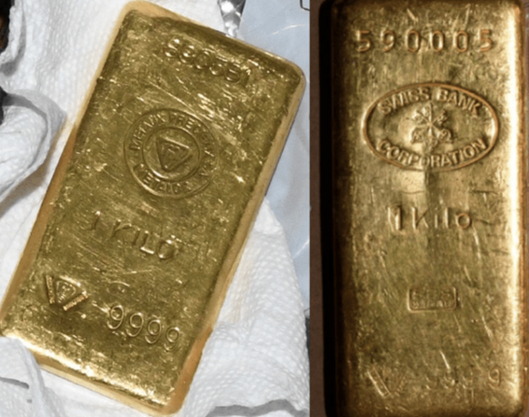 Die beschlagnahmten Swiss-Bank-Goldbarren.