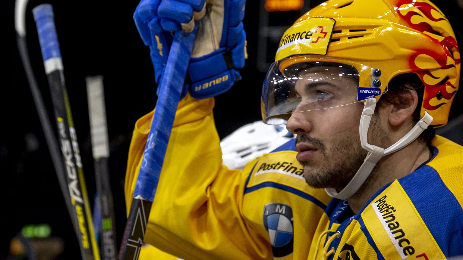 HC Davos Stuermer Inti Pestoni waehrend dem Eishockey-Meisterschaftsspiel der National League A zwischen den ZSC Lions und dem HC Davos am Sonntag, 25. November 2018, in Zuerich. (PPR/Patrick B. Kraem ...