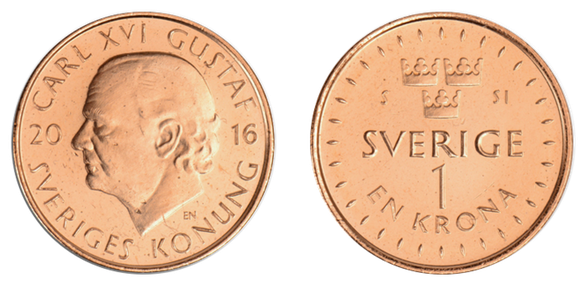 A coin of the Swedish krona.