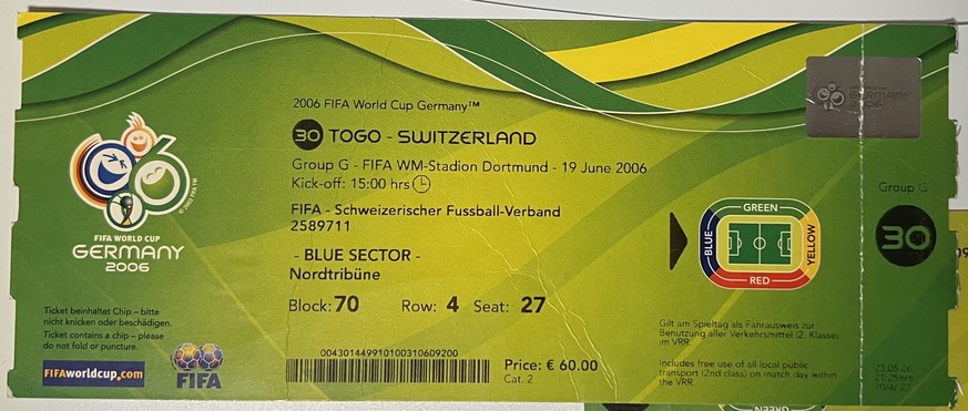 Ticket Matchticket Eintrittskarte Billet aus der Sammlung von Ralf Meile