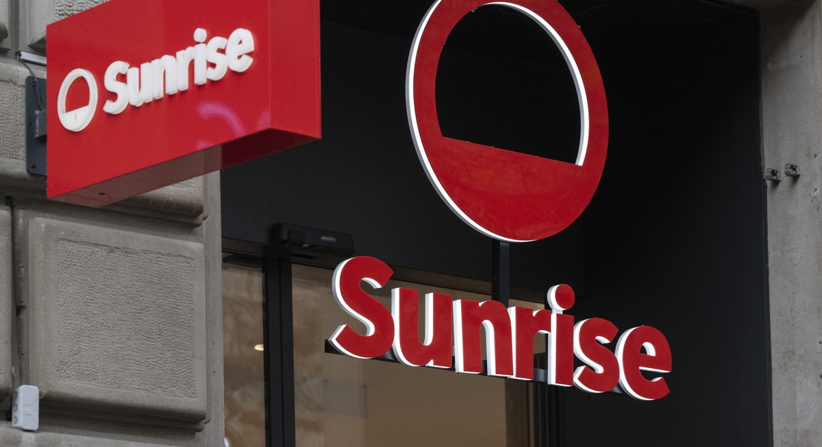 Das Logo des Telekommunikationsunternehmens Sunrise, aufgenommen am Montag, 27. November 2023 in Zuerich. (KEYSTONE/Ennio Leanza)