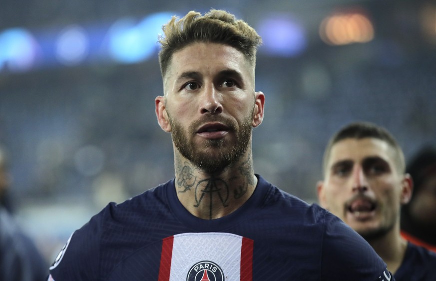 epa10467411 Sergio Ramos of PSG reacts after the UEFA Champions League Round of 16, 1st leg match between Paris Saint-Germain and Bayern Munich in Paris, France, 14 February 2023. EPA/TERESA SUAREZ