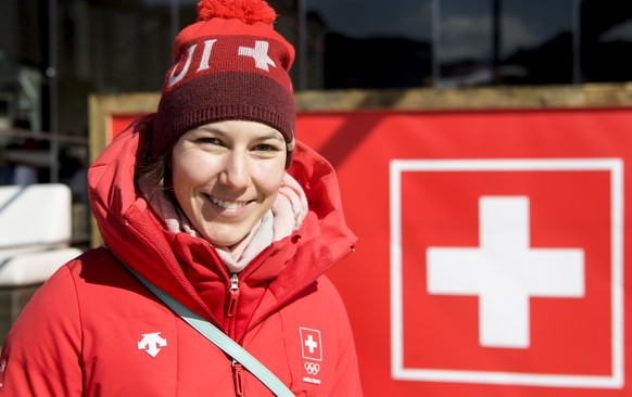 Ski racer Wendy Holdener of Switzerland poses in the House of Switzerland at the XXIII Winter Olympics 2018 in Pyeongchang, South Korea, on Monday, February 12, 2018. (KEYSTONE/Jean-Christophe Bott)