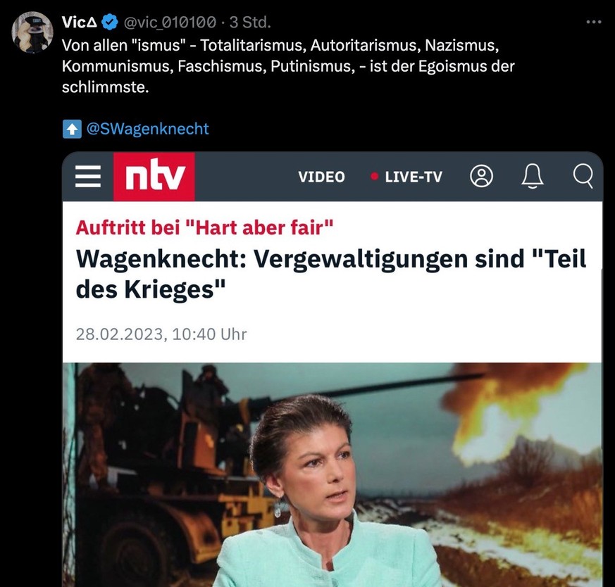 Kritik an der Putin-Versteherin Sahra Wagenknecht