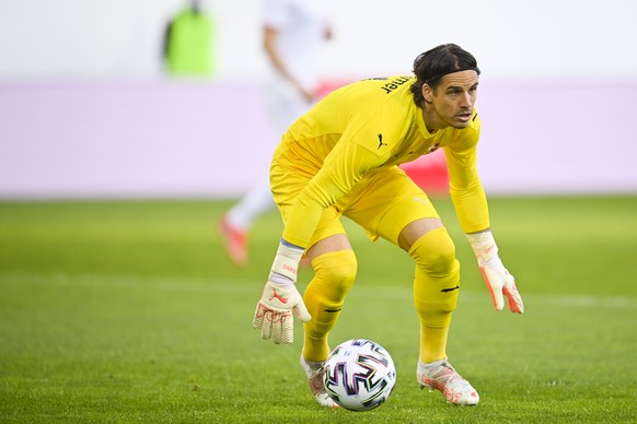 Switzerland&#039;s goalkeeper Yann Sommer during a friendly soccer match between Switzerland and the USA, at the kybunpark stadium in St. Gallen, Switzerland, Sunday, May 30, 2021. (KEYSTONE/Gian Ehre ...