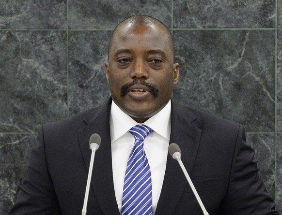 FILE - In this Sept 25, 2014 file photo Joseph Kabila Kabange, President of the Democratic Republic of Congo, speaks during the 68th Session of the United Nations General Assembly at U.N. headquarters ...
