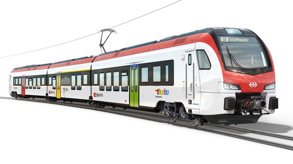 HANDOUT - Visualsierung des neuen S-Bahn Triebzuges vom Typ &quot;Flirt&quot; von Stadler Rail, zur Verfuegung gestellt am Dienstag, 5. Oktober 2021. Der Thurgauer Zughersteller Stadler Rail hat sich  ...