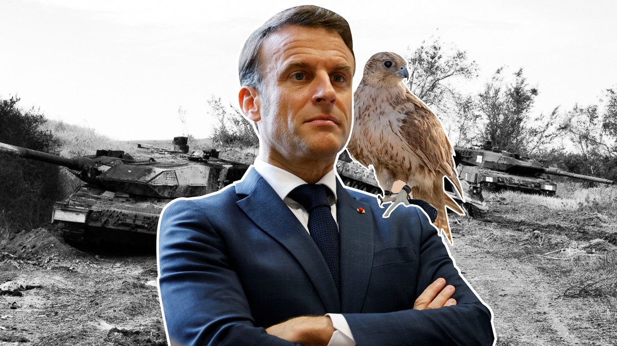 Emmanuel Macron und Falke