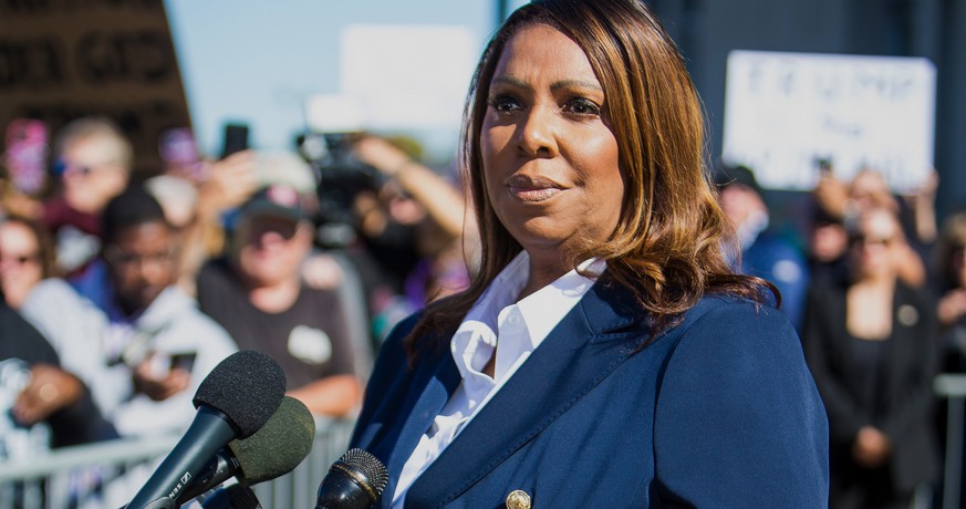 New York Attorney General, Letitia James, speaks after pleading not guilty outside the United States District Court on Friday, Oct. 24, 2025, in Norfolk, Va. (AP Photo/John Clark)
Letitia James