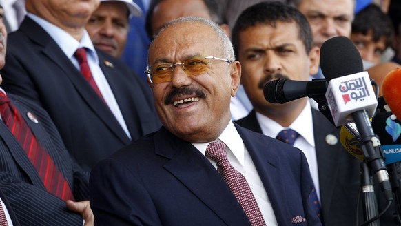 epa06366599 (FILE) - Yemeni ex-president Ali Abdullah Saleh attends a rally marking the 35th anniversary celebrations for the formation of his General People&#039;s Congress party, in Sanaa, Yemen, 24 ...
