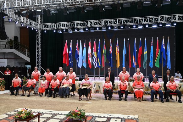 epa11564953 Pacific Island Leaders attend the 53rd Pacific Islands Forum Leaders Meeting in Nuku&#039;alofa, Tonga, 26 August 2024. The 53rd Pacific Islands Forum Leaders Meeting will be held in Tonga ...