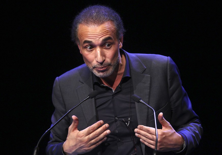 FILE - In this Feb.7 2016 file photo, Muslim scholar Tariq Ramadan delivers a speech during a French Muslim organizations meeting in Lille, northern France. A judicial official says Wednesday Jan. 31  ...