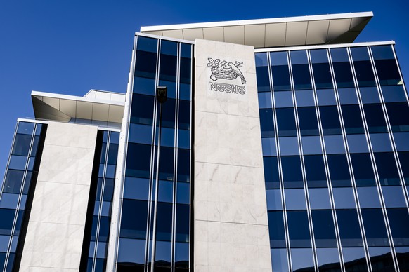 epa11562727 The logo of Swiss food and drink giant Nestle is pictured on the company&#039;s headquarters, in Vevey, Switzerland, 24 August 2024. EPA/JEAN-CHRISTOPHE BOTT