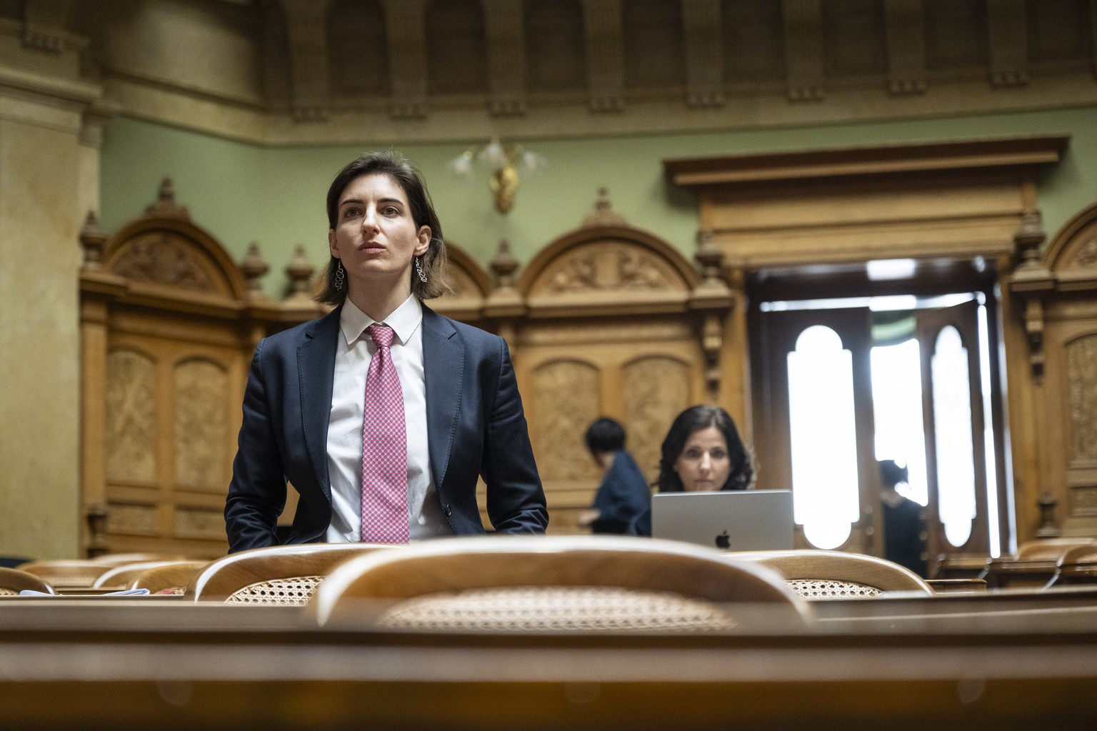 Anna Rosenwasser, SP-ZH, steht im Nationalratssaal an der Fruehjahrssession der Eidgenoessischen Raete, am Donnerstag, 5. Maerz 2026 im Nationalrat in Bern. (KEYSTONE/Andreas Becker)