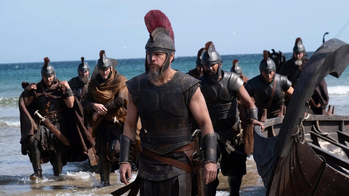 Matt Damon, Andrew Howard, and Himesh Patel in Die Odyssee (2026)