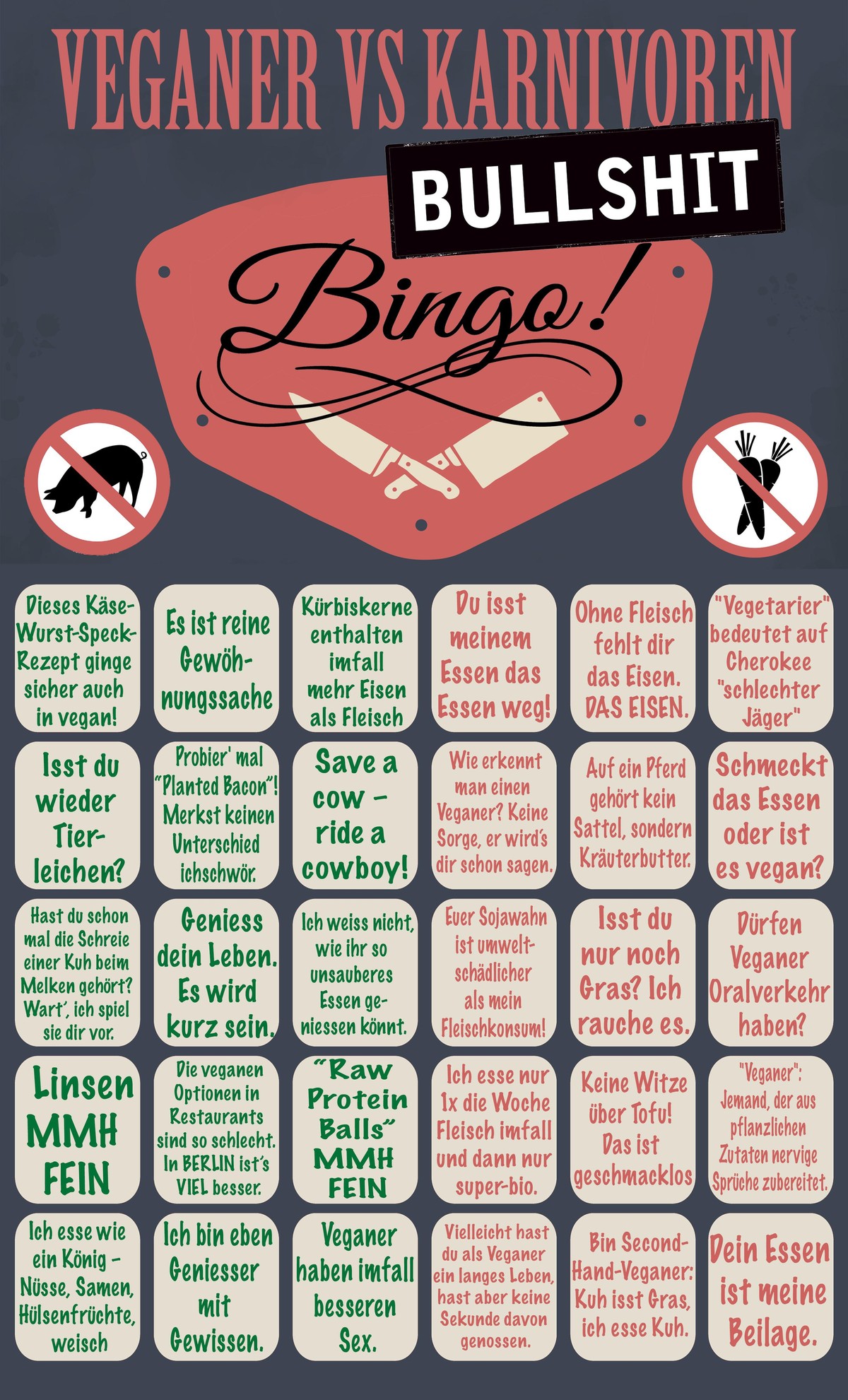 veganer karnivoren bullshit bingo KORRIGIERT