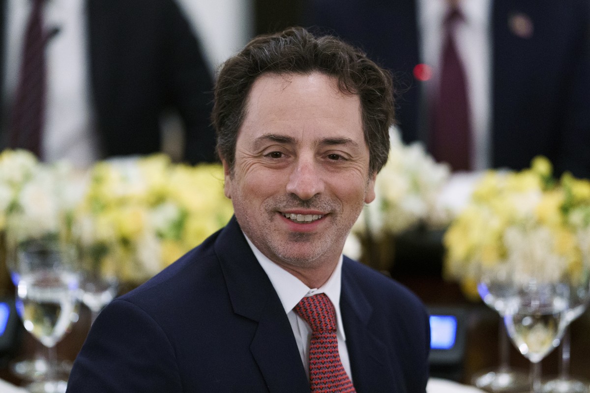 epa12353343 Sergey Brin, co-founder of Google smiles during a dinner hosted by US President Donald Trump with US tech leaders at the White House, in Washington, DC, USA, 04 September 2025. EPA/WILL OL ...