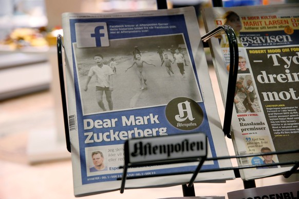 The front cover of Norway&#039;s largest newspaper by circulation, Aftenposten, is seen at a news stand in Oslo, Norway September 9, 2016. Editor-in-chief and CEO, Espen Egil Hansen, writes an open le ...