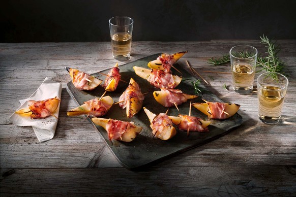 Birnen mit Knusper-Pancetta