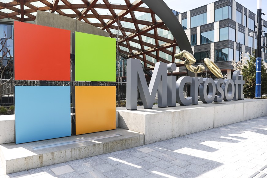 A Microsoft sign and logo are pictured at the company&#039;s headquarters, Friday, April 4, 2025, in Redmond, Wash. (AP Photo/Jason Redmond)
Microsoft 50th