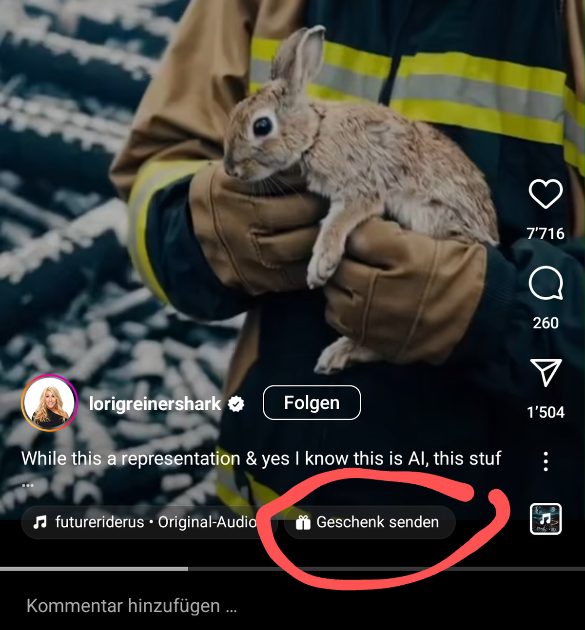 Eine Belohnung für ein KI-Video eines anderen Users?