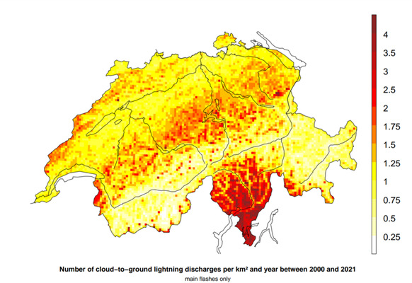 Blitzeinschläge pro Jahr Schweiz